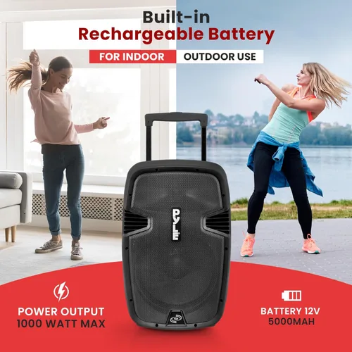Miniatura 6 de Pyle Sistema de altavoces PA Bluetooth portátil - Altavoz de karaoke inalámbrico de 1000 W con subwoofer de 12 pulgadas, USB/SD/MP3/FM - Incluye