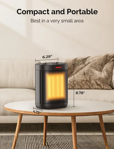 Miniatura 7 de Calentadores de espacio de 1500 W para uso en interiores, calentador portátil de cerámica PTC, calentador de espacio pequeño con termostato, tres