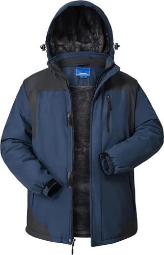 Miniatura 11 de Chaquetas de invierno para hombre, abrigos de esquí cálidos impermeables con capucha para clima frío