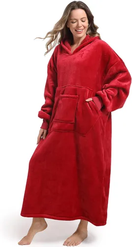 Miniatura 37 de FUSSEDA - Sudadera con manta portátil de gran tamaño, forro polar cálido y grueso con capucha sherpa acogedora con bolsillos y mangas. Regalo