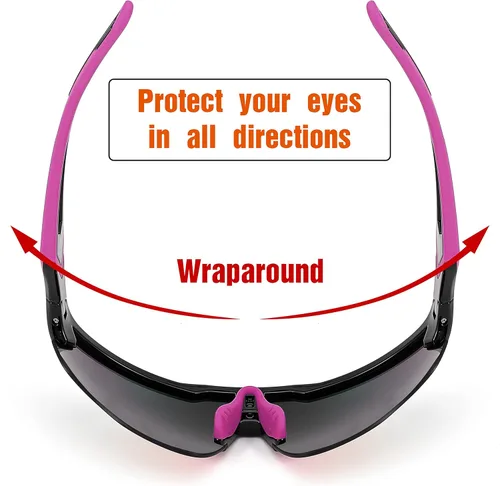 Miniatura 4 de FEISEDY Gafas de sol deportivas, con 5 lentes para hombres y mujeres, TR90 ligeras, béisbol, ciclismo, motocicleta, correr, golf, B2940 Marco negro
