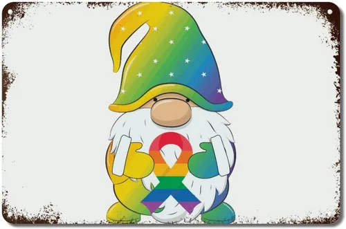 Miniatura 8 de Placa de pared con diseño de bandera de Estados Unidos, diseño retro vintage de arcoíris, letrero de metal LGBTQ, orgullo gay, regalo del mes