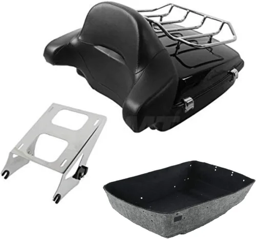 Miniatura 11 de TCT-MOTORPARTS Maletero y respaldo negro mate cortado para Harley Touring Electra Street CVO Road King Glide 2014-2025