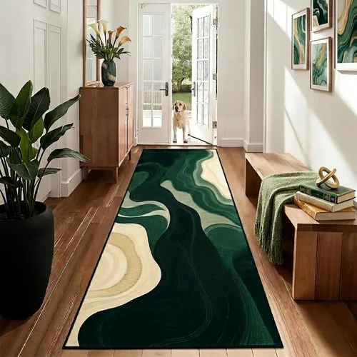 Miniatura 11 de Alfombra de entrada lavable verde de 2 x 3 pies, alfombra decorativa de mármol abstracto, alfombra pequeña antideslizante para puerta de entrada