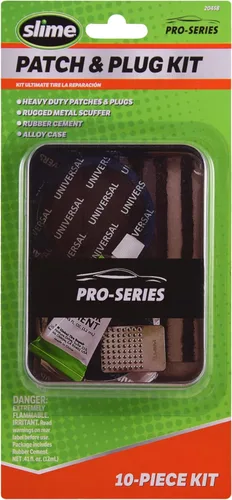 Slime 20458 Kit de Parche y Tapón para Reparación de Neumáticos, Serie Pro, Lata de Almacenamiento, 10 Piezas