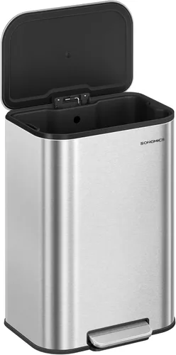 Miniatura 9 de SONGMICS Basurero de Cocina, Bote de Basura de 8 Galones (30 L) con Tapa, Acero Inoxidable, Cierre Suave y se Mantiene Abierto, Cubo Interior, Pedal
