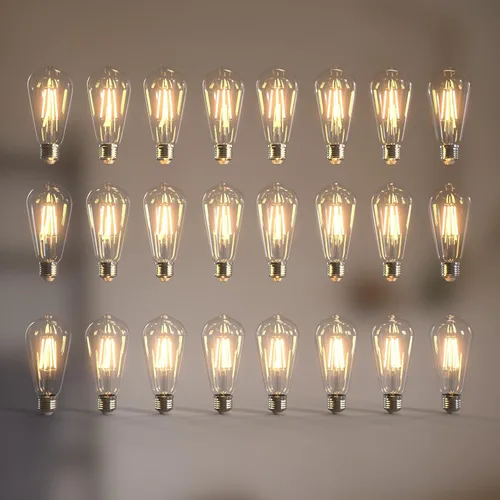 Miniatura 43 de Jensense Bombillas LED Edison E26, 60 vatios equivalentes, bombillas regulables, 2300 K, luz blanca cálida (cristal ámbar), estilo vintage