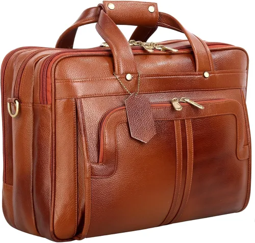 Miniatura 10 de Maletines de cuero de grano completo de 16 pulgadas para computadora portátil, bolsas de hombro para hombres y mujeres, bolsa de trabajo de Marrón