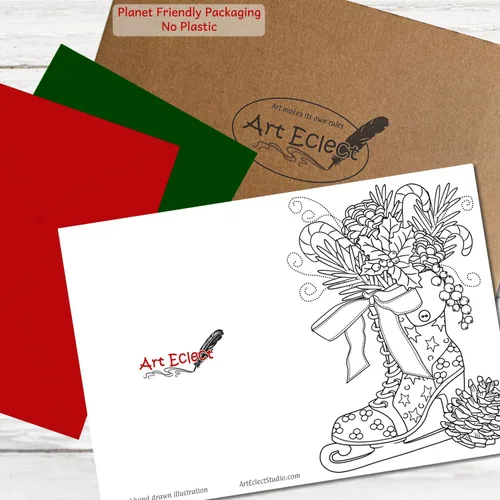 Miniatura 4 de Tarjetas de Navidad para colorear para adultos y niños