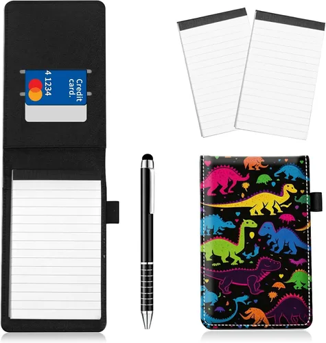 Miniatura 27 de Juego de 4 soportes para bloc de notas de tamaño de bolsillo, de piel sintética, mini bloc de notas con 2 bloc de notas pequeños y lápiz capacitivo