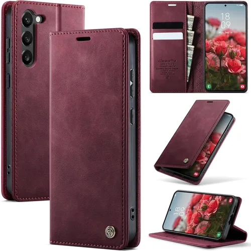 Miniatura 69 de Funda tipo cartera para iPhone 13 de piel tipo cartera con tarjetero y función atril, cierre magnético, bloqueo RFID, TPU a prueba de golpes