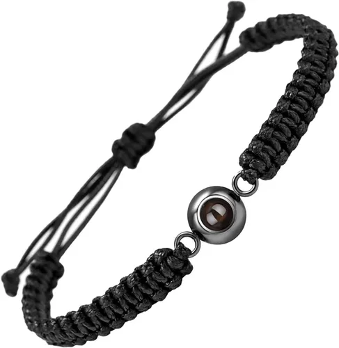 Miniatura 5 de Pulseras, elegante pulsera para parejas con 100 idiomas "I Loves You" Proyección en cristales mate piedra portátil para aniversarios