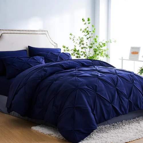 Miniatura 11 de Ubauba Juego de edredón de 7 piezas de color verde oscuro, tamaño Queen, ropa de cama en una bolsa de color verde cazador de 7 piezas, juego de ropa