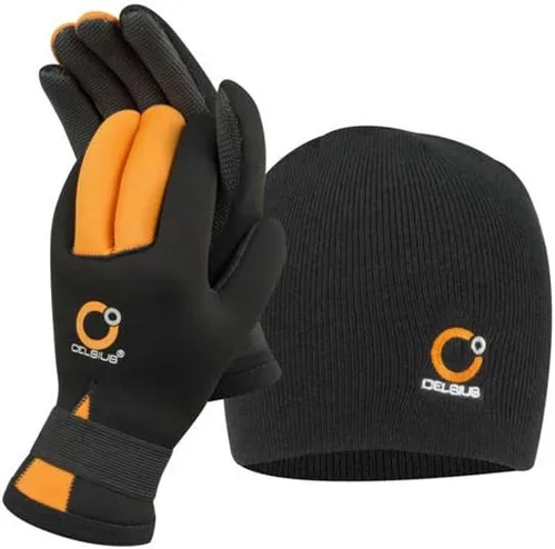 Celsius Deluxe Neopreno Grande NG-HAT/L Guante/Sombrero Combo Impermeable/Muñeca, Transparente, Talla única