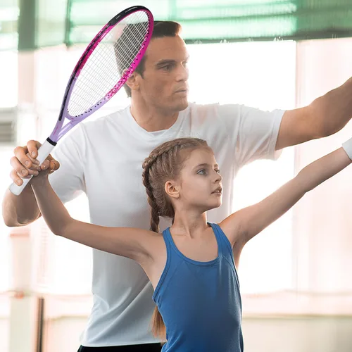 Miniatura 7 de bo'weiqi Raqueta de tenis para niños de 17"-25" para edades de 2-12 años, raqueta de tenis juvenil ligera para niñas y niños, deportes al aire Rosa