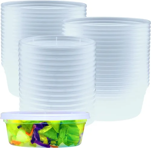 Miniatura 11 de Green Direct Contenedores de delicatessen con tapas, combo de almuerzo de plástico desechable 60 juegos, 20 8 onzas y 20 16 onzas y 20 32 oz.