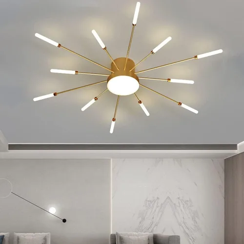 Miniatura 5 de Lámpara de techo LED regulable de 32 pulgadas, 12 luces de techo, lámpara de techo empotrada, iluminación de interior dorada para sala de estar, 12