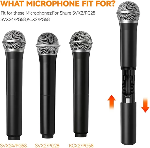 Miniatura 2 de Paquete de 2 fundas de batería de repuesto para micrófono inalámbrico Shure SVX2/PG28, SVX24/PG58, KCX2/PG58 para reparar la parte rota