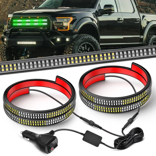 Miniatura 17 de Nilight 2 piezas de 24 pulgadas de tira de luces estroboscópicas para parrilla de camiones, 384 LED, luz de emergencia ámbar, flexible, intermitente
