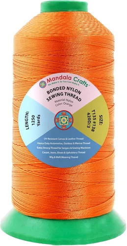 Miniatura 92 de Mandala Crafts - Hilo de nailon para coser cuero, tapicería, mezclilla y para trenzar el pelo; resistente, 1500 yardas, tamaño 69 T70 Marrón
