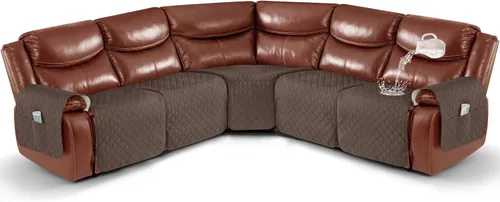 Miniatura 9 de Ruaozz Fundas de Sofá Seccional Reclinable Extra Grandes Impermeables Funda de Sofá para Sofá Reclinable en Forma de L de 5 Asientos Fundas de Sofá