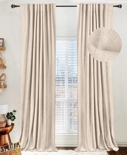 Miniatura 18 de 100% Blackout Shield - 2 cortinas opacas de lino, con presillas traseras/bolsillo para cortinero y aislamiento térmico, para el hogar, 50 pulgadas