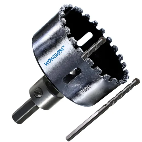 Miniatura 9 de Sierra de agujero de carburo de 5 pulgadas, corte de ladrillo de aire, estuco resistente, tablón de cemento para paneles de yeso, con brocas piloto