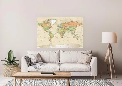 Miniatura 2 de Mural antiguo mapa del mundo, gran papel tapiz autoadhesivo de 53 x 36 pulgadas. Vinilo adhesivo de pared para despegar y pegar. Fácil de aplicar