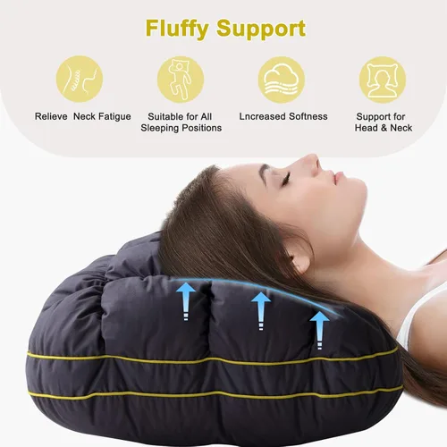 Miniatura 9 de YOUR MOON - Almohada de cama de apoyo mullida, tamaño estándar, relleno alternativo supersuave de alta calidad para dormir, calidad de hotel de lujo