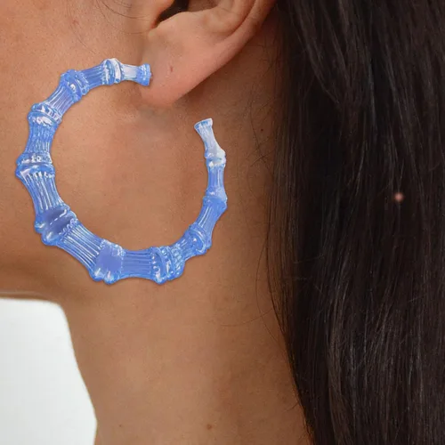 Miniatura 2 de Aretes de bambú para mujeres, gran set de aretes de aro de bambú, estilo hip hop de los 80 y 90, joyería para regalos de fiesta, accesorios