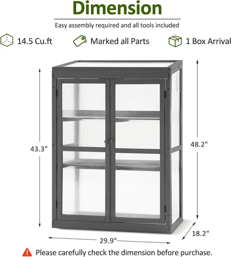 Miniatura 3 de MCombo Invernadero de madera con marco frío, protección de estante elevado para uso en interiores y exteriores, 0760 (gris oscuro)