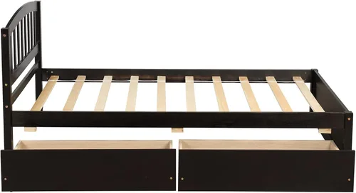Miniatura 4 de Harper & Bright Designs Cama individual con cajones, marco de cama de madera con cabecero y estribo, plataforma de madera para niños, niñas, niños