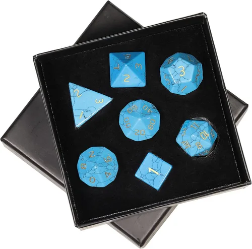 Miniatura 12 de mookaitedecor Juego de 7 dados poliédricos de cristal de ágata india, dados pulidos de piedras pulidas para juegos de mesa RPG MTG decoración