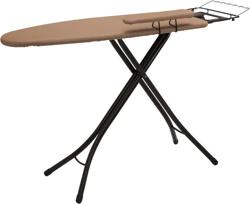 Household Essentials Tabla de planchar Mega, 4 patas, parte superior de acero, estación de planchado resistente al calor con almohadilla de fibra y