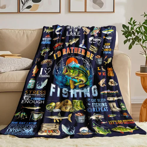 Miniatura 2 de Manta de pesca para hombres y niños, manta de franela suave y cálida divertida de pescado, el mejor regalo para los amantes de los pescadores