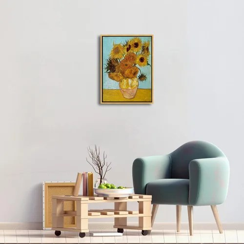 Miniatura 3 de Wieco Art Arte de pared enmarcado de girasol por Vincent Van Gogh Pinturas Reproducción abstractas impresiones en lienzo para decoración del hogar