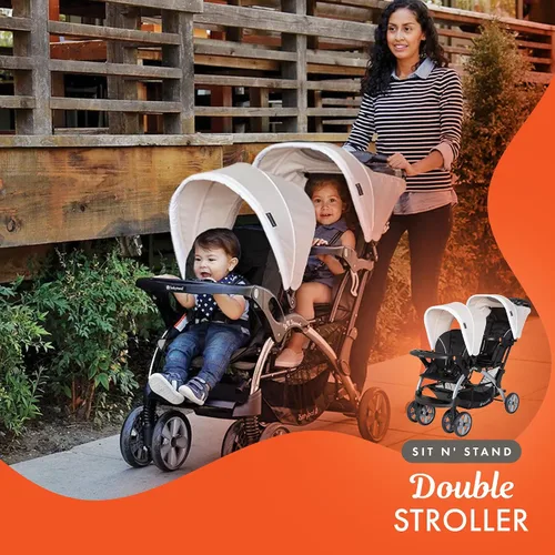 Miniatura 6 de Baby Trend Cochecito Doble para Bebés y Niños Pequeños y Combo de Asiento de Automóvil, Juego de 2 Piezas, Caqui - Dúo de Cochecito Portátil