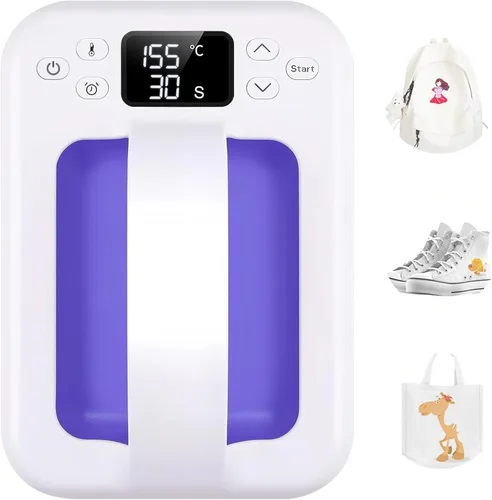 Miniatura 9 de Máquina de prensa de calor para camisetas, mini prensa de calor portátil de 7 x 5 pulgadas, calor rápido y uniforme, máquina impresora de camisetas