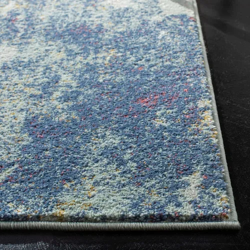 Miniatura 4 de SAFAVIEH Alfombra de 8 x 10 pies – Colección Prism – Grande – Crema y Aqua, diseño abstracto moderno bohemio, no desprende pelusa y fácil