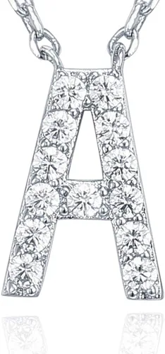 Miniatura 95 de PAVOI 14K White Gold Plated Cubic Zirconia Initial Necklace Letter Dainty Necklaces for Women