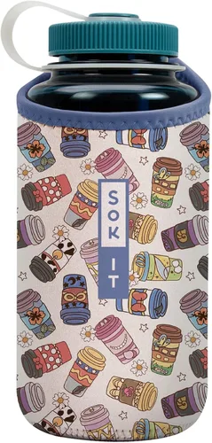 Miniatura 244 de Sok It BotlSok Funda para botella de agua con cubierta de neopreno aislante (Floral abstracto, se ajusta a CamelBak o Nalgene de 12 onzas)