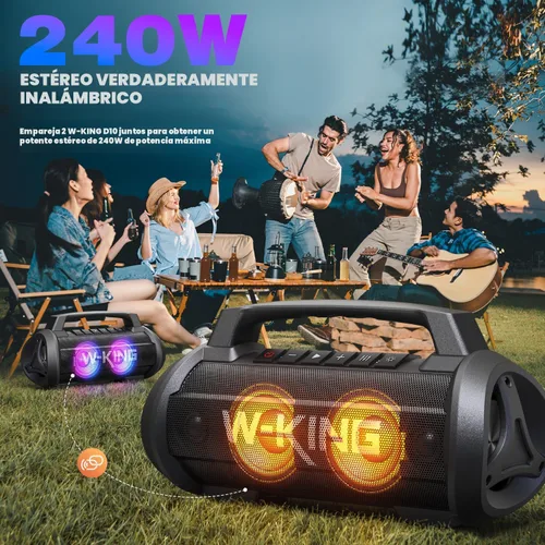 Miniatura 5 de W-KING Altavoces Portátiles Bluetooth Inalámbricos, Altavoz Bluetooth Más Potente de 120W Máx, Altavoz Exterior Impermeable IPX6 con Graves