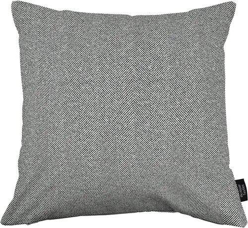 McAlister Textiles Funda de almohada de lujo en espiga de color gris carbón, 17 x 17 pulgadas, cojín decorativo liso, lavable a máquina, gris carbón
