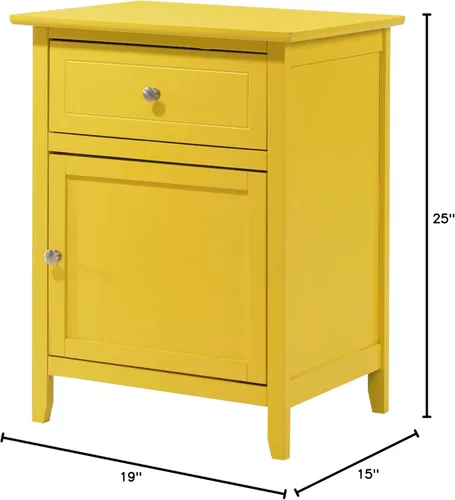 Miniatura 6 de Glory Furniture Izzy Mesita de noche de madera maciza con 1 cajón/1 puerta, color amarillo