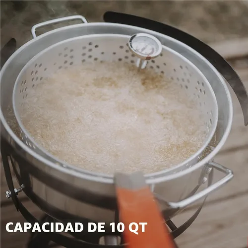 Miniatura 7 de Gas One Olla de Cocina de Aluminio Freidora Profunda con Cesta – Olla de Freír de Aluminio de 10QT con Asa de Agarre Fácil – Freidora Duradera