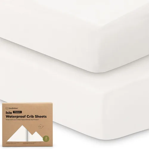 Miniatura 10 de Paquete de 2 sábanas impermeables para cuna de bebé para niños y niñas - 52x28 sábanas para cama de niño pequeño de viscosa derivada de bambú