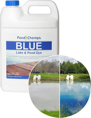 Blue Lake and Pond Dye - Un galón de tinte profesional para lago y estanque, trata hasta 1 acre, color azul real, seguro para peces, vida silvestre,