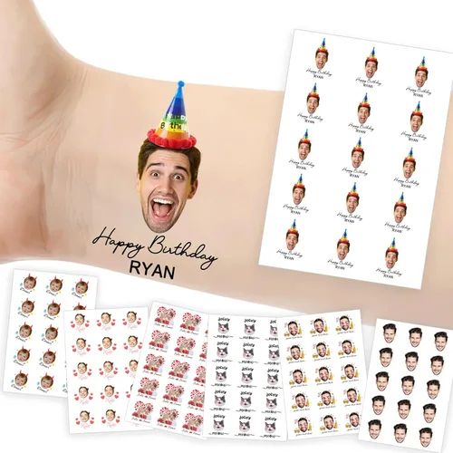 Miniatura 22 de Tatuajes temporales personalizados con foto y nombre, logotipo personalizado para adultos, niños, mujeres, hombres, regalo de boda, cumpleaños