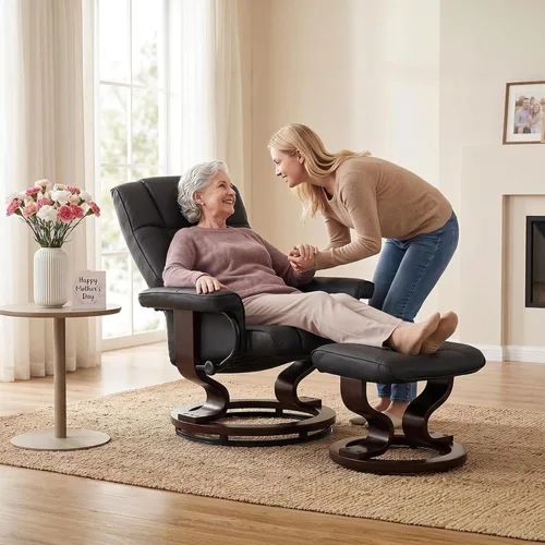 Miniatura 2 de MCombo - Sillón reclinable manual giratorio con otomana, juego de silla y otomana para autocaravana espacios pequeños, sala de estar, dormitorio