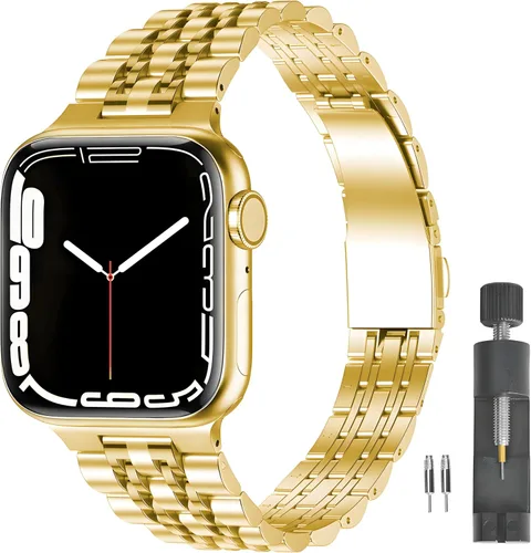 Miniatura 18 de Correa delgada de acero inoxidable compatible con Apple Watch Ultra 3/2/1 (1.929 in) y Series 11 10 9-1 SE 3-1 (46/45/44/42/41/40/1.496 in), correa